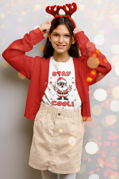 "Cool Peace Santa" -with sunglasses Girls T shirt